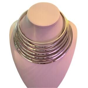 Jenny Bird Silver Tone Multi Chain Choker Necklace